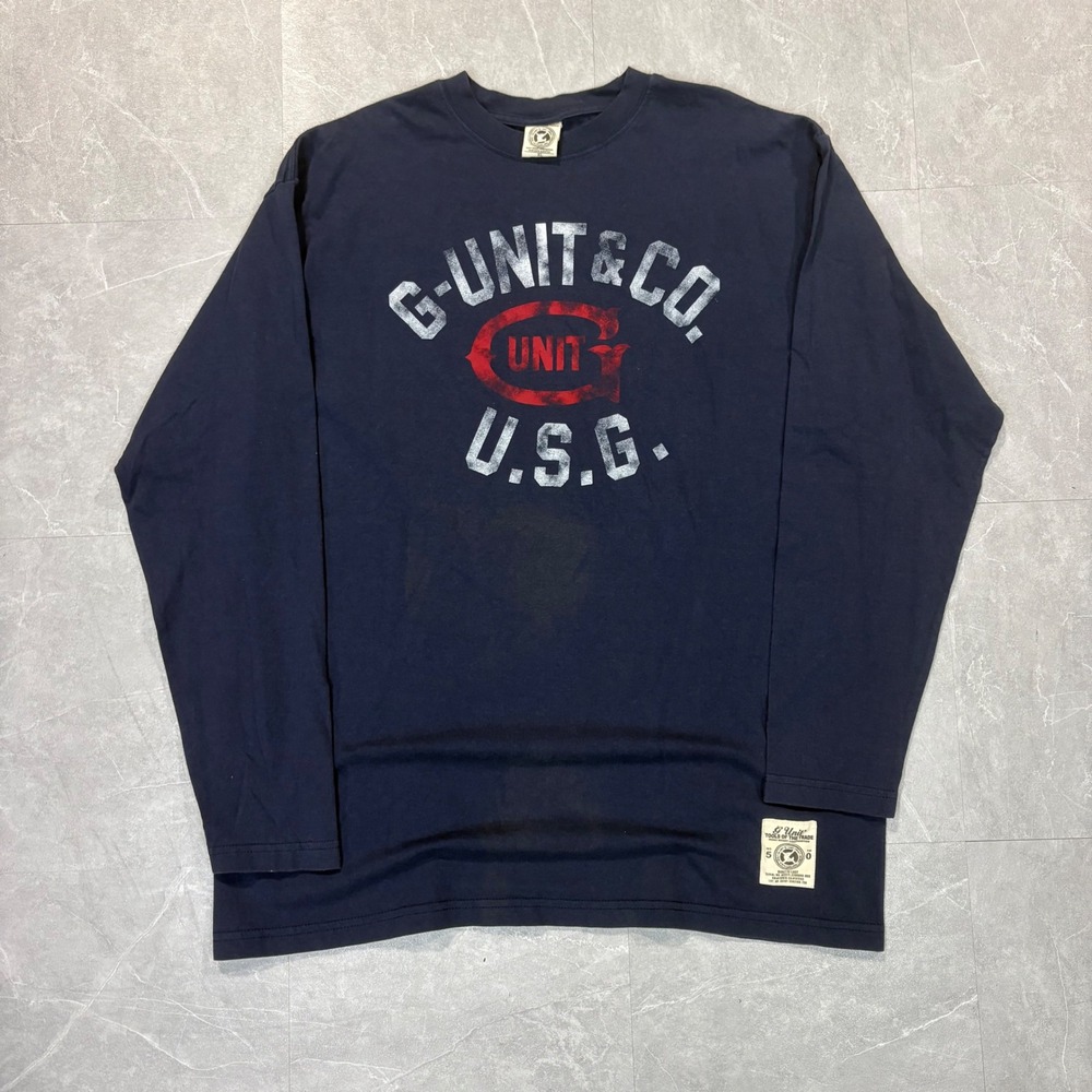 Vintage G-Unit Co USG Long Sleeve Shirt Mens XL Navy Blue Heavyweight Cotton Y2K